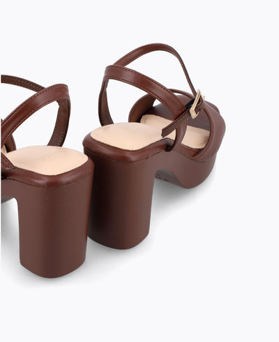 Dahlia Platform Heel Sandals - Brown