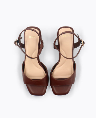 Dahlia Platform Heel Sandals - Brown