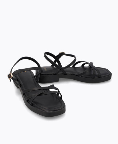 Holly Strappy Platform Sandals - Black