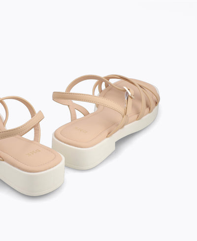 Holly Strappy Platform Sandals - Nude