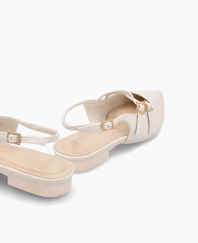 Inca Slingback Mary Jane Flats V2 - Beige (Croc)