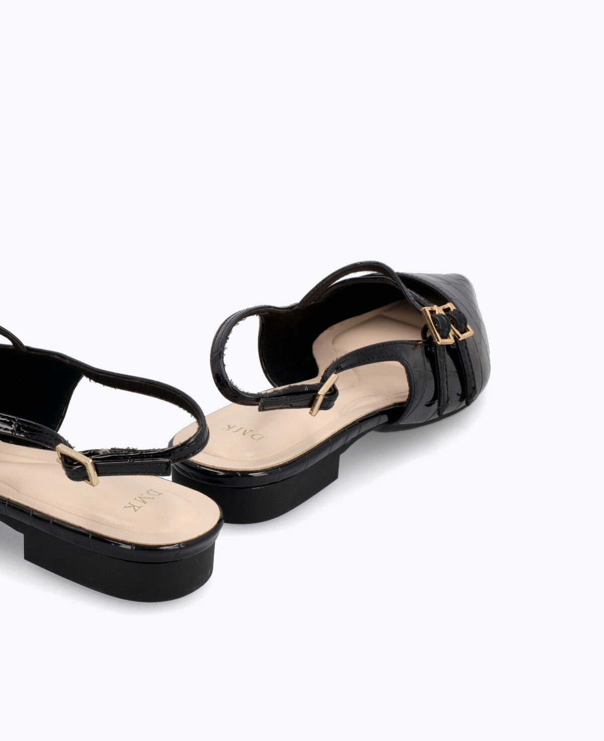 Inca Slingback Mary Jane Flats V2 - Black (Croc)