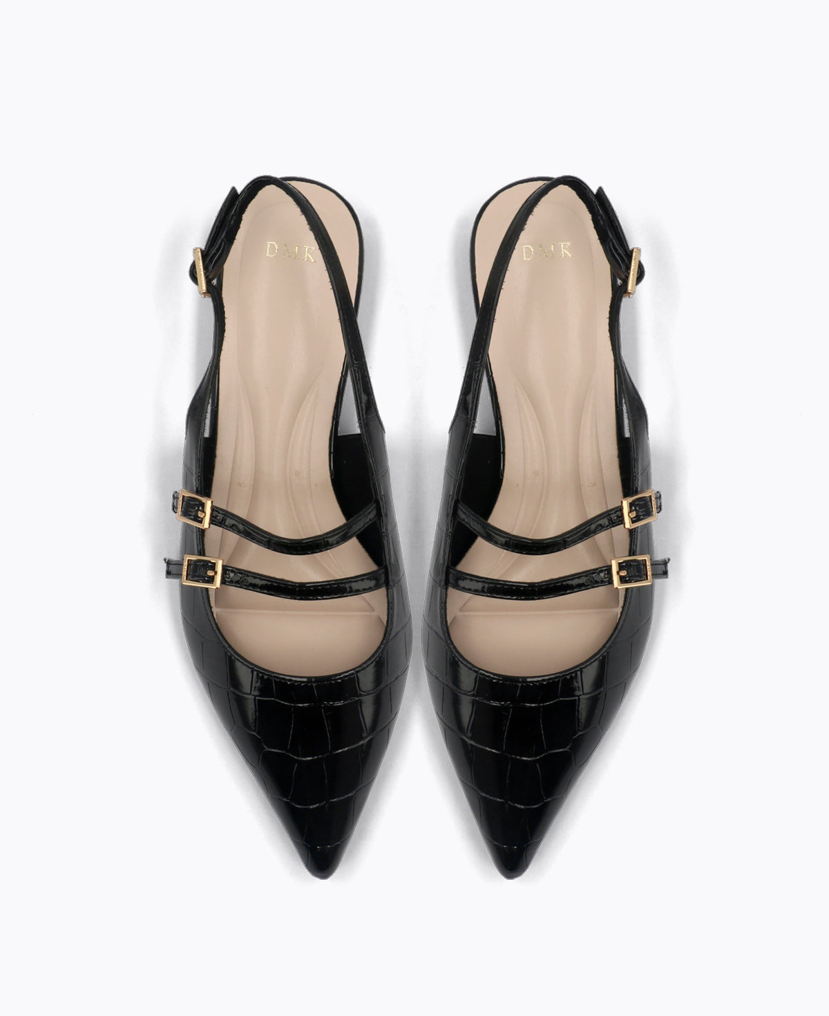 Inca Slingback Mary Jane Flats V2 - Black (Croc)