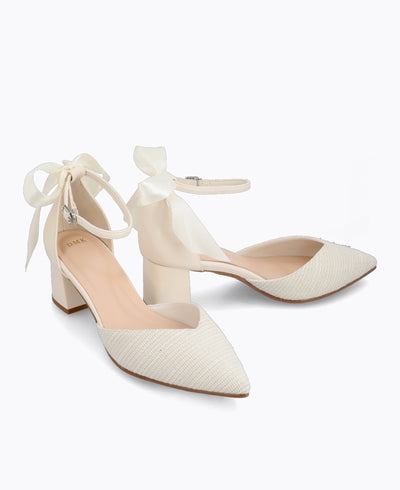Isabella Bow Heel Pumps - Beige