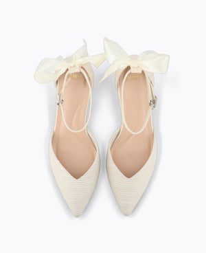 Isabella Bow Heel Pumps - Beige