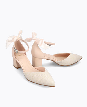 Isabella Bow Heel Pumps - Pink