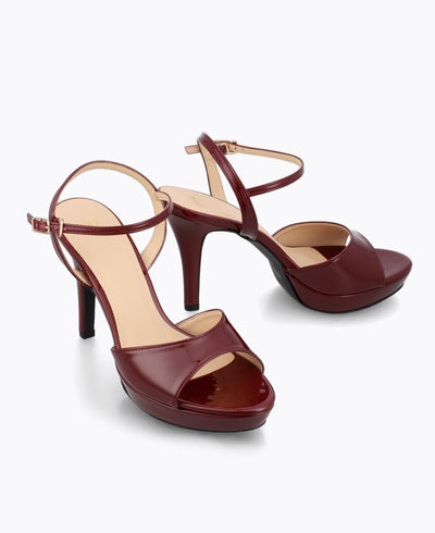 Isadora Platform Heel Sandals - Maroon