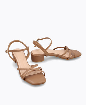 Juniper Strappy Heel Sandals - Almond