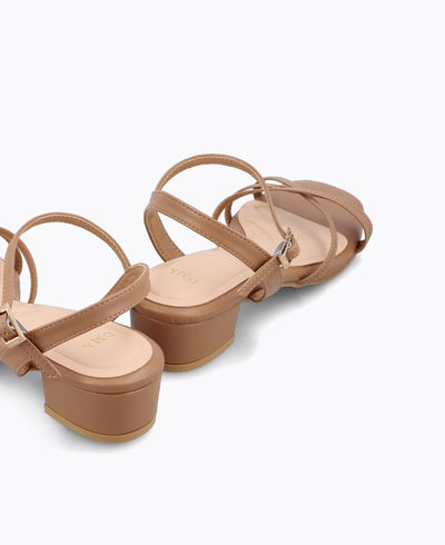 Juniper Strappy Heel Sandals - Almond