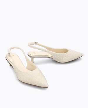 Lily Slingback Heel Pumps - Beige