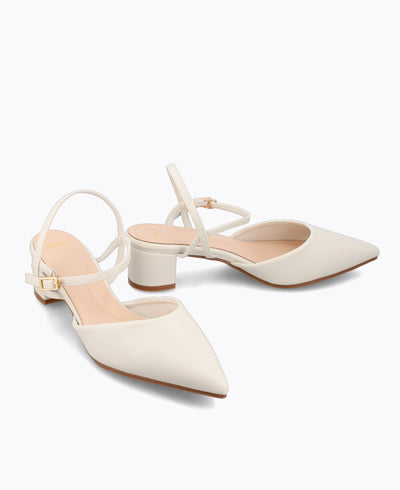 Mabel Block Heel Pumps - Beige