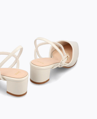 Mabel Block Heel Pumps - Beige