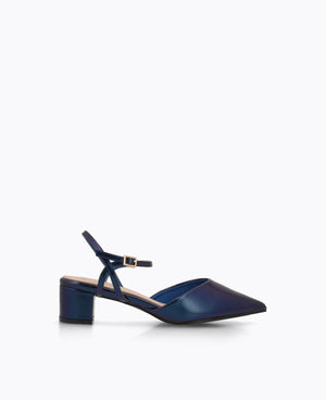 Mabel Block Heel Pumps - Blue