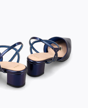 Mabel Block Heel Pumps - Blue