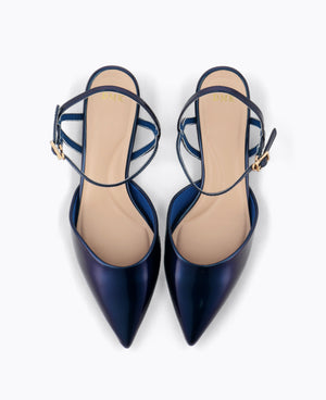 Mabel Block Heel Pumps - Blue