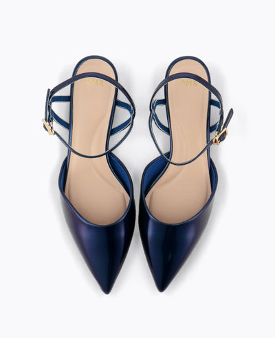 Mabel Block Heel Pumps - Blue