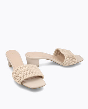 Mathilda Slip-On Heel Sandals - Beige