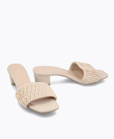 Mathilda Slip-On Heel Sandals - Beige