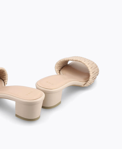 Mathilda Slip-On Heel Sandals - Beige