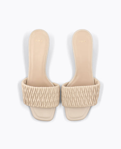 Mathilda Slip-On Heel Sandals - Beige