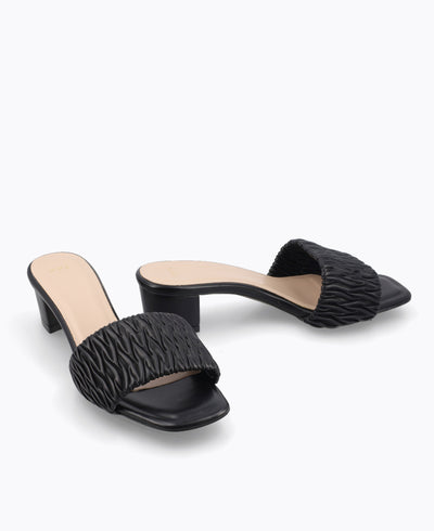 Mathilda Slip-On Heel Sandals - Black
