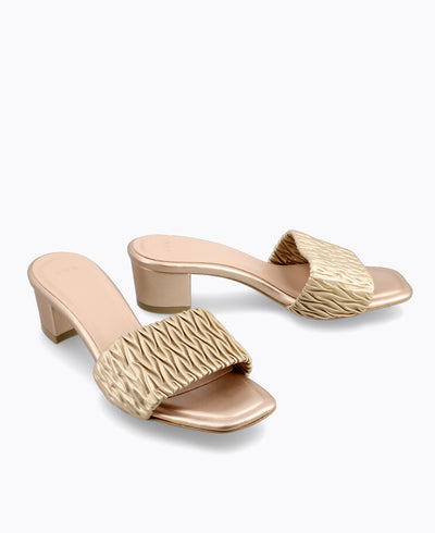 Mathilda Slip-On Heel Sandals - Gold