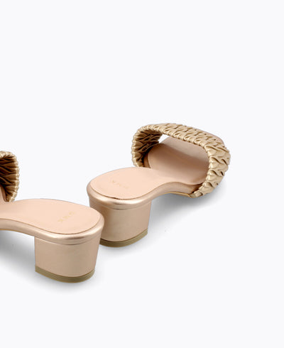 Mathilda Slip-On Heel Sandals - Gold