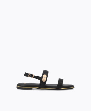 Nola Strappy Flat Sandals - Black