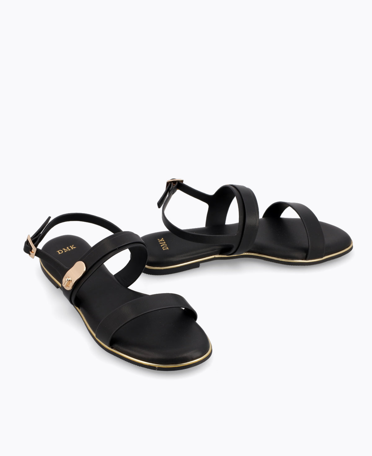 Nola Strappy Flat Sandals - Black