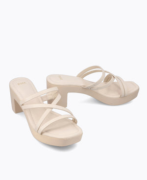Polly Platform Heel Sandals - Beige