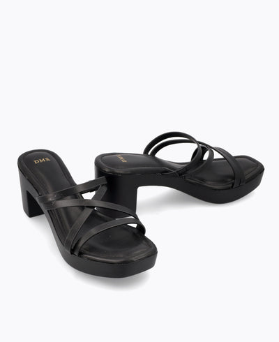 Polly Platform Heel Sandals - Black