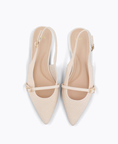 Raelyn Slingback Flat Pumps - Beige