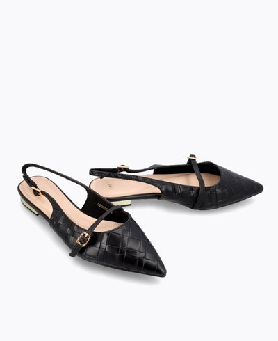 Raelyn Slingback Flat Pumps - Black