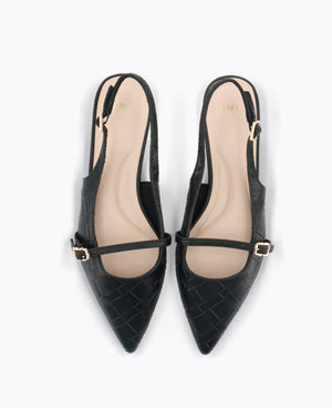 Raelyn Slingback Flat Pumps - Black