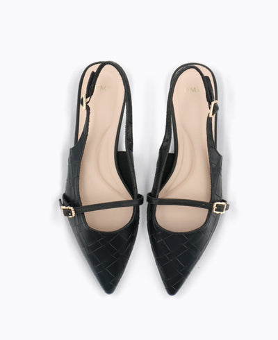 Raelyn Slingback Flat Pumps - Black