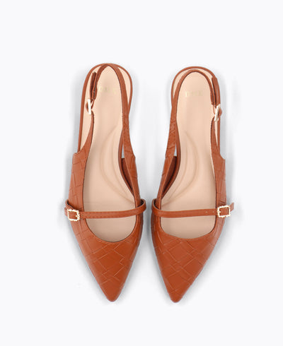 Raelyn Slingback Flat Pumps - Brown