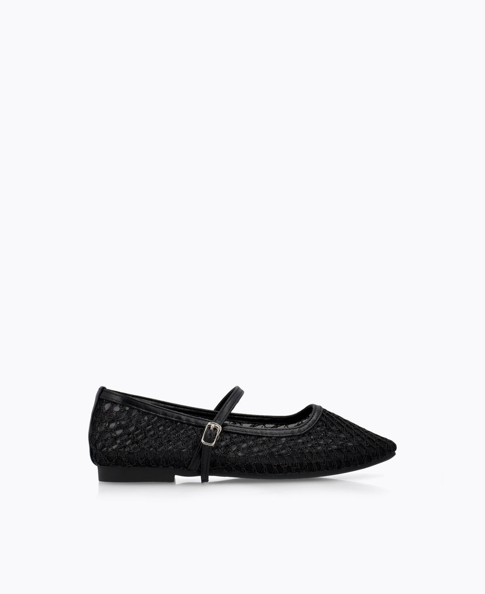 Thea Mesh Mary Jane Flats - Black – DMK