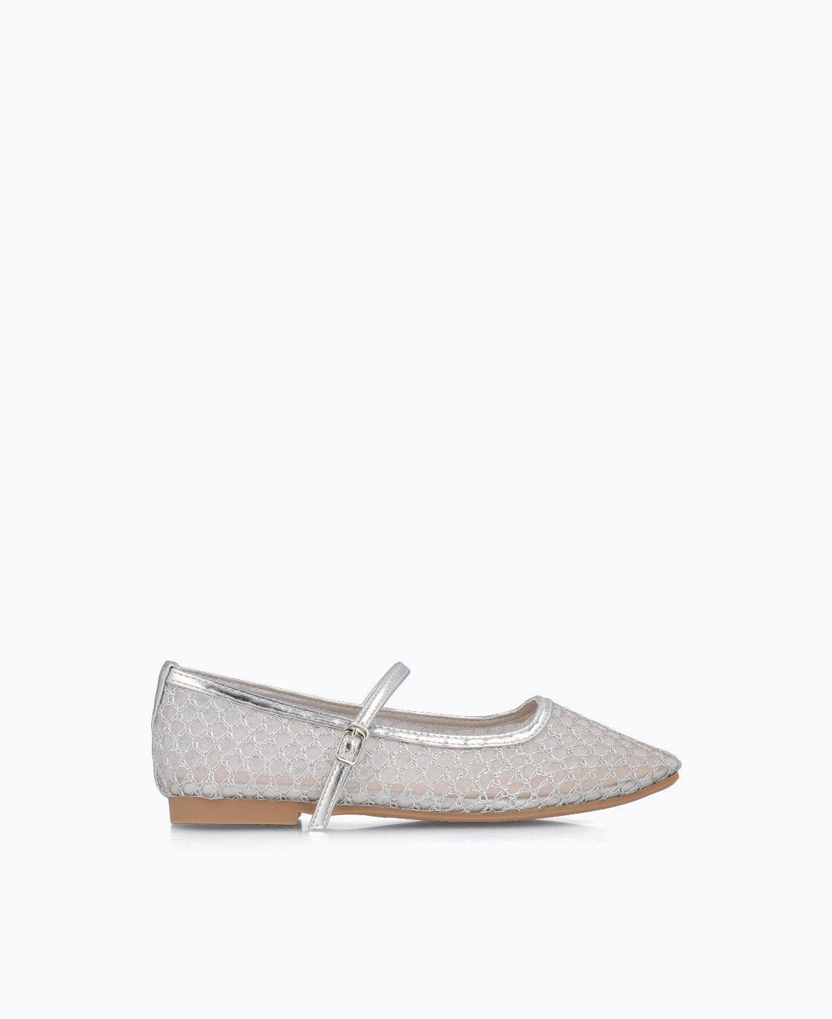 Thea Mesh Mary Jane Flats - Silver