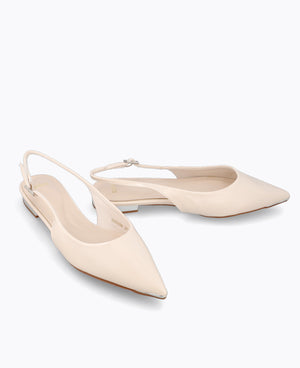 Bella Slingback Flat Pumps - Beige