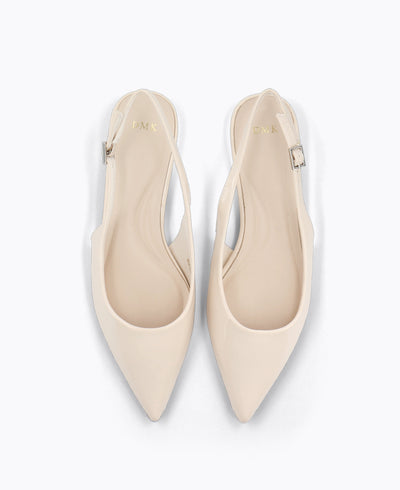 Bella Slingback Flat Pumps - Beige