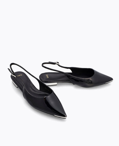 Bella Slingback Flat Pumps - Black