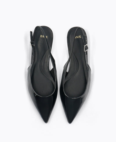 Bella Slingback Flat Pumps - Black