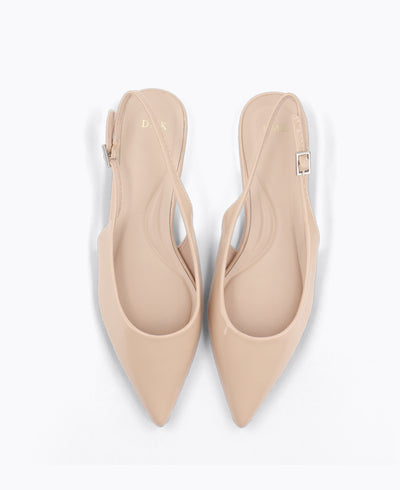 Bella Slingback Flat Pumps - Nude