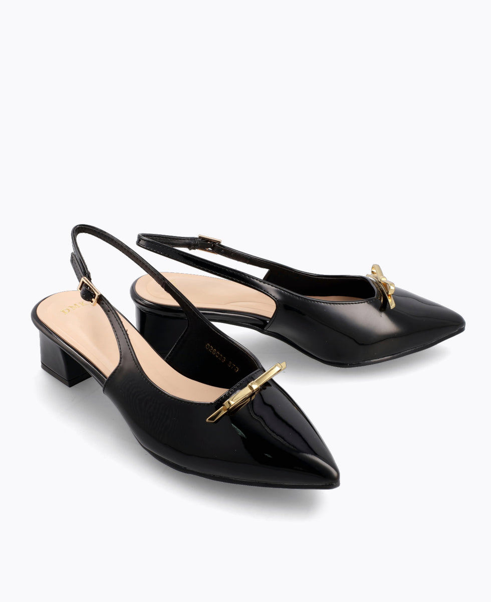 Amora Slingback Heel Pumps - Black – DMK