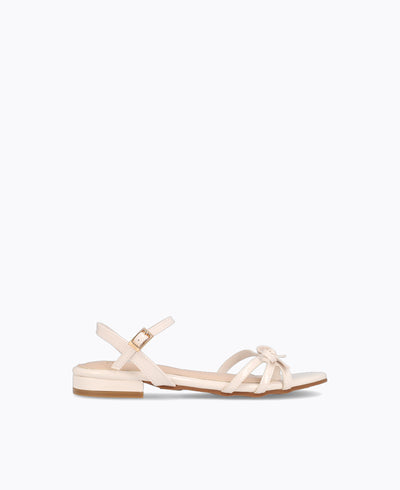 Aurora Bow Flat Sandals - Beige