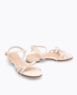 Aurora Bow Flat Sandals - Beige