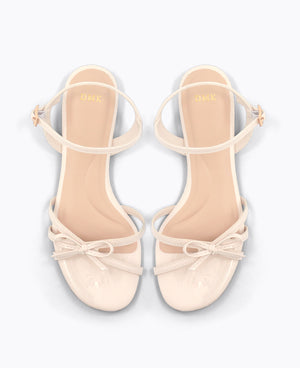 Aurora Bow Flat Sandals - Beige