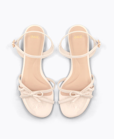 Aurora Bow Flat Sandals - Beige