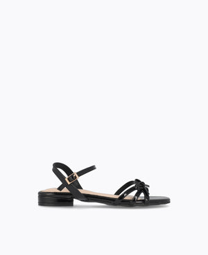 Aurora Bow Flat Sandals - Black