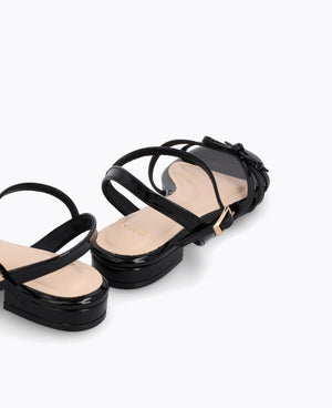 Aurora Bow Flat Sandals - Black